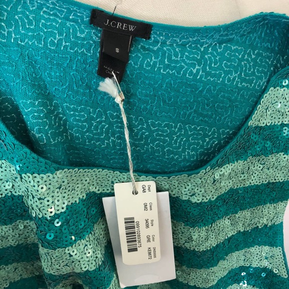 NWT J Crew Sequin Stripe Shell Jade Green Camisole - Picture 4 of 4